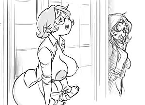 Niece walks into her aunt pleasing her self.