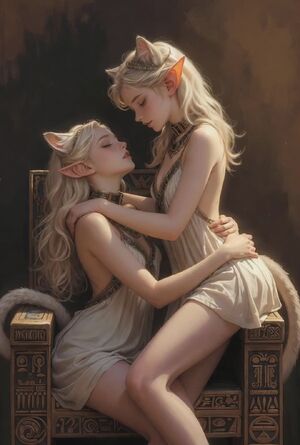 Girls Kissing Ai Generated Catgirl Cute