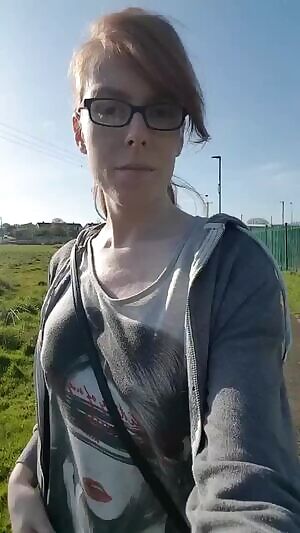 Walking outside with a titty drop