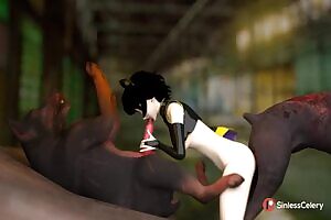 Kali Belladonna With a Pair of Dogs