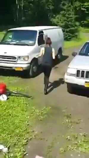 Lady gives a shock collar a try, not thinking it'll be that bad