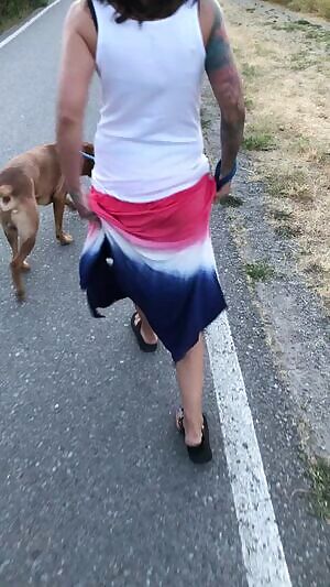 Just a flash of my ass, while walking the dog at the park.