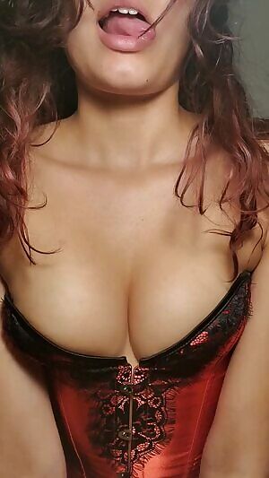 Revealing my tits in a tight corset