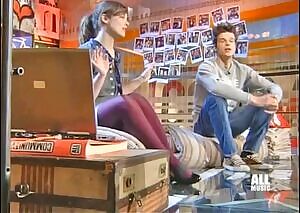 Valeria Bilello checking out her legs