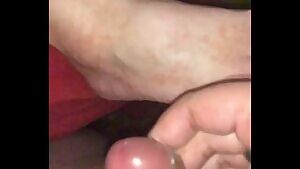 slo-mo cum on foot