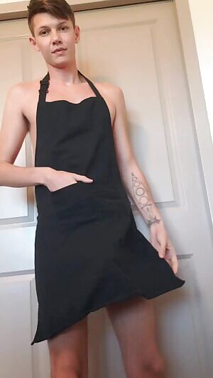 After a hard day of cooking let's see what under this apron