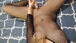 Wearing my fishnet bodysuit and masturbating with my dildo. I wish I had the real thing right about now...