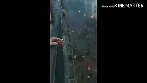Yellow vests. Couple fucking on a balcony in Paris!