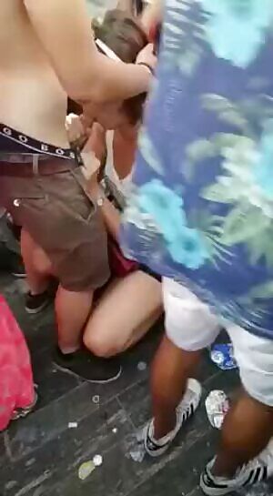 Giving a blowjob during a festival