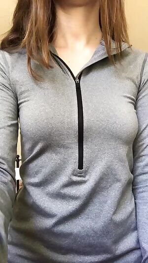 Unzipping and Revealing Nice Boobs