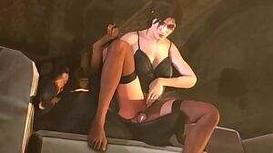 Lara riding her doberman