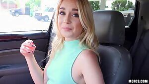 Hot blonde fucked on backseat