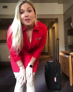 Yoga in a skirt.. love me a stewardess