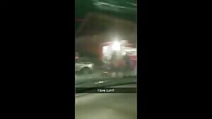 Playing with cum in the back seat