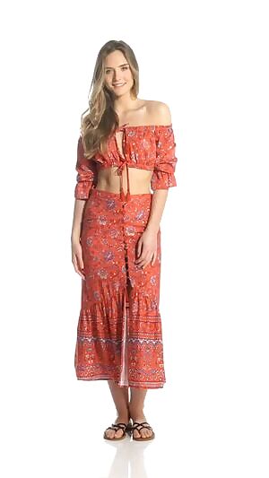 MINKPINK Lucia off-shoulder top & maxi skirt