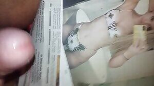 Sprayed a hot load all over Dove Cameron's bikini body