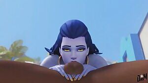 Widowmaker deepthroating a dick