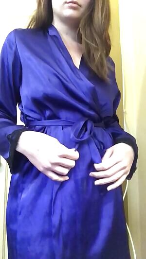 Taking of my robe to play with my tits