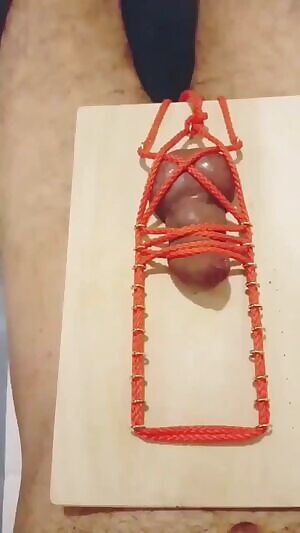 Loser slave had his tiny dick trapped in my hand crafted contraption. He got a ruined orgasm in exchange for ruining my beautiful board.