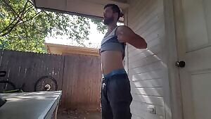 It's fun stripping down in your own backyard