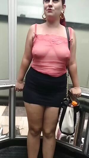 Going to the mall in a see thru top