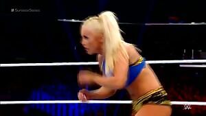 Who is the first babe in red with the thick bare thighs and brunette hair?