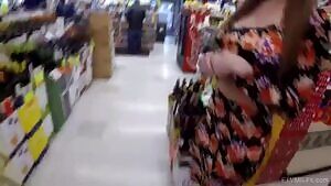 Brooklyn Chase being naughty in a liquor store