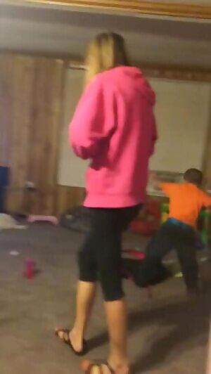 Pantsed bare ass in the family living room