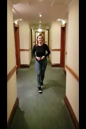 Naughty hotel hallway walk 💦💦