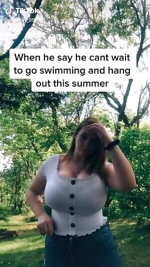 Not like she could hide those massive Tits in a top either