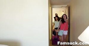 Teen stepsister always heard rumors that her bro had a big cock...when she finally sees it, she cant resist sucking him off and also lets him cum in her mouth