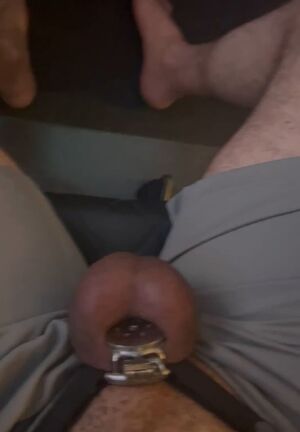 Male-Squirting In Chastity Balls Caged Cum