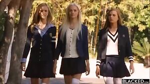 Three beautiful girls, three big black cocks