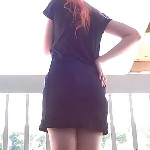 Booty on the balcony