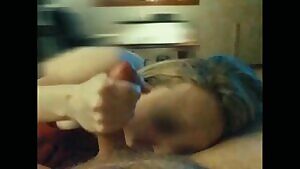 balls in her mouth while he shoots his huge load