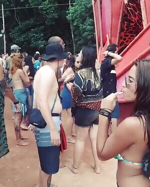 Rave girl bouncing around