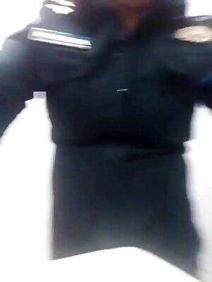 Milfie Mexican cop stripping and dancing in the work restroom
