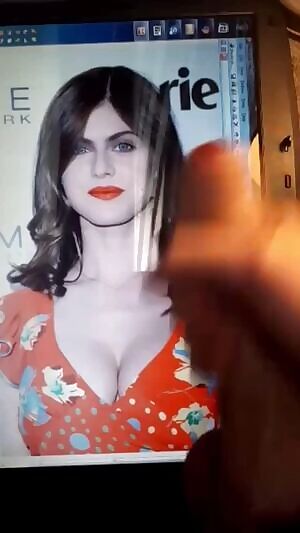 watching and feeding my bud jerk his massive cock over Alexandra Daddario pics i fed him and finishing with a huge cum tribute!!- if u want 2 b fed and u like 2 show off add hertsgirls on kik - second screen required