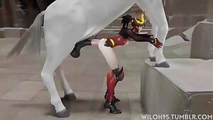 Mercy getting her ass fucked by a horse