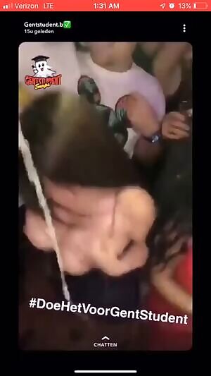 College slut with huge knickers getting a Champagne shower at a bar