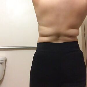 Taking it all off in the bathroom at work