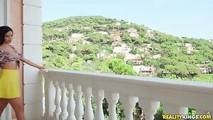 Plugged under her skirt