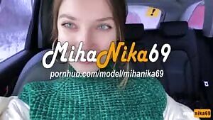 I love quick sex outdoors even in winter - Cum on my facial