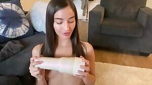 Previewing her Fleshlight