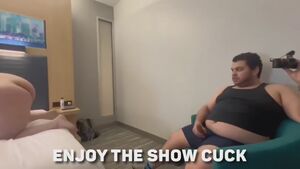 Love It when an obedient cuck licks my balls while I dump my load in his wife!