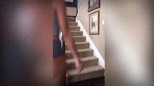 working out in the stairs