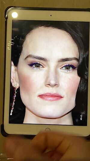 Giving Daisy Ridleys perfect face a big shot of cum