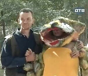 Dude's girlfriend is not amused by this TV show boob flash prank